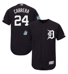 Men's Majestic Detroit Tigers #24 Miguel Cabrera Navy Blue 2017 Spring Training Authentic Collection Flex Base MLB Jersey