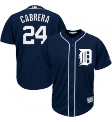 Men's Majestic Detroit Tigers #24 Miguel Cabrera Replica Navy Blue Cool Base MLB Jersey