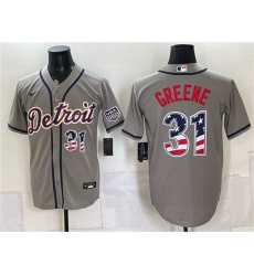 Men's Detroit Tigers #31 Riley Greene Gray 2026 USA 250 Fourth of July Stitched Baseball Jersey