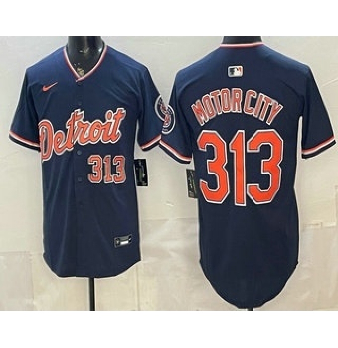 Men's Detroit Tigers #313 Motor City Navy 2026 Alternate Vapor Premier Limited Stitched Baseball Jersey