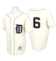 Men's Mitchell and Ness 1968 Detroit Tigers #6 Al Kaline Authentic Cream Throwback MLB Jersey