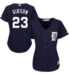 Women's Majestic Detroit Tigers #23 Kirk Gibson Authentic Navy Blue Alternate Cool Base MLB Jersey