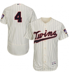 Men's Majestic Minnesota Twins #4 Paul Molitor Authentic Cream Alternate Flex Base Authentic Collection MLB Jersey