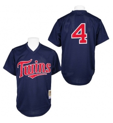 Men's Mitchell and Ness 1996 Minnesota Twins #4 Paul Molitor Replica Navy Blue Throwback MLB Jersey