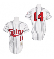 Men's Mitchell and Ness 1991 Minnesota Twins #14 Kent Hrbek Authentic White Throwback MLB Jersey