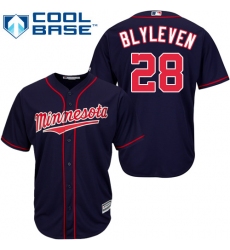 Men's Majestic Minnesota Twins #28 Bert Blyleven Replica Navy Blue Alternate Road Cool Base MLB Jersey