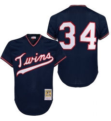 Men's Mitchell and Ness 1985 Minnesota Twins #34 Kirby Puckett Authentic Navy Blue Throwback MLB Jersey