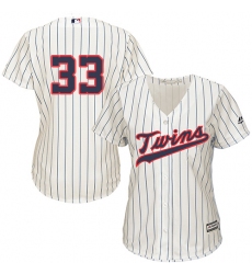 Women's Majestic Minnesota Twins #33 Justin Morneau Authentic Cream Alternate Cool Base MLB Jersey