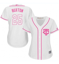 Women's Majestic Minnesota Twins #25 Byron Buxton Authentic White Fashion Cool Base MLB Jersey