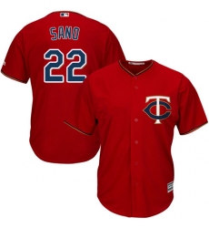 Men's Majestic Minnesota Twins #22 Miguel Sano Replica Scarlet Alternate Cool Base MLB Jersey
