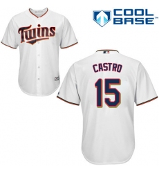 Youth Majestic Minnesota Twins #15 Jason Castro Replica White Home Cool Base MLB Jersey