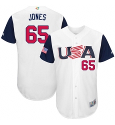 Youth USA Baseball Majestic #65 Nate Jones White 2017 World Baseball Classic Authentic Team Jersey