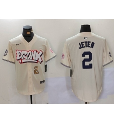 Men's New York Yankees #2 Derek Jeter Cream Limited Stitched Baseball Jerseys