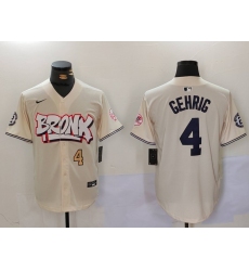 Men's New York Yankees #4 Lou Gehrig Cream Limited Stitched Baseball Jerseys