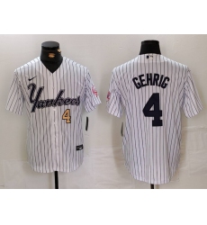 Men's New York Yankees #4 Lou Gehrig White Pinstripe Fashion Cool Base Jerseys