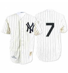 Men's Mitchell and Ness New York Yankees #7 Mickey Mantle Replica White Throwback MLB Jersey
