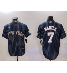 Men's New York Yankees #7 Mickey Mantle Navy Pinstripe Fashion Cool Base Jersey