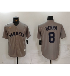 Men's New York Yankees #8 Yogi Berra Grey Throwback Stitched Cool Base Nike Jersey