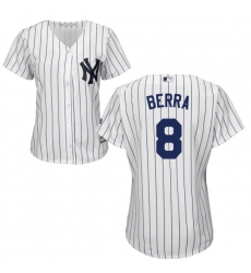 Women's Majestic New York Yankees #8 Yogi Berra Replica White Home MLB Jersey