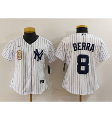 Women's New York Yankees #8 Yogi Berra Number White Stitched Nike Cool Base Throwback Jersey