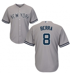 Youth Majestic New York Yankees #8 Yogi Berra Replica Grey Road MLB Jersey