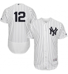 Men's Majestic New York Yankees #12 Wade Boggs White Home Flex Base Authentic Collection MLB Jersey