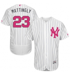 Men's Majestic New York Yankees #23 Don Mattingly Authentic White 2016 Mother's Day Fashion Flex Base MLB Jersey