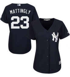 Women's Majestic New York Yankees #23 Don Mattingly Authentic Navy Blue Alternate MLB Jersey