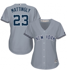 Women's Majestic New York Yankees #23 Don Mattingly Replica Grey Road MLB Jersey