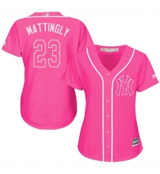 Women's Majestic New York Yankees #23 Don Mattingly Replica Pink Fashion Cool Base MLB Jersey