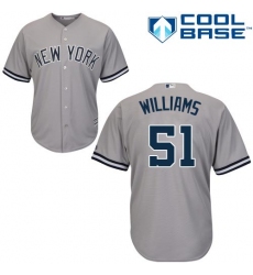 Men's Majestic New York Yankees #51 Bernie Williams Replica Grey Road MLB Jersey
