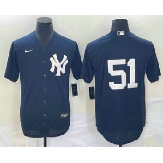 Men's New York Yankees #51 Bernie Williams Navy Cool Base Stitched Baseball Jersey