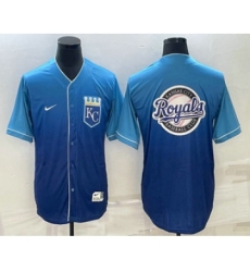 Men's Kansas City Royals Big Logo Nike Blue Fade Stitched Jersey