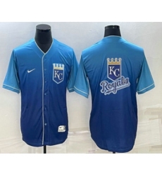 Men's Kansas City Royals Big Logo Nike Blue Fade Stitched Jerseys