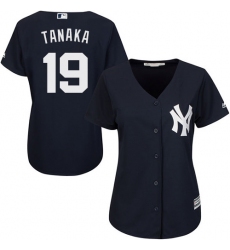 Women's Majestic New York Yankees #19 Masahiro Tanaka Replica Navy Blue Alternate MLB Jersey