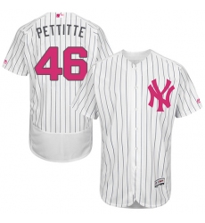 Men's Majestic New York Yankees #46 Andy Pettitte Authentic White 2016 Mother's Day Fashion Flex Base MLB Jersey