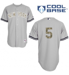 Men's Majestic New York Yankees #5 Joe DiMaggio Authentic Grey USMC Cool Base MLB Jersey
