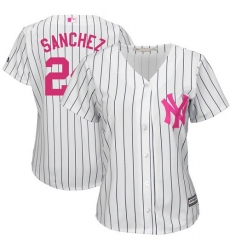 Women's Majestic New York Yankees #24 Gary Sanchez Authentic White Mother's Day Cool Base MLB Jersey