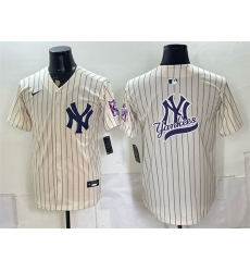 Mens New York Yankees Team Big Logo Cream 2026 Field of Dreams Stadium Stitched Baseball Jersey