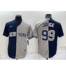 Men's New York Yankees #99 Aaron Judge Navy Blue Grey Two Tone Stitched Throwback Nike Jersey