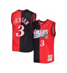 Men's hiladelphia 76ers #3 Allen Iverson 2000-01 Black Red Hardwood Classics Jersey