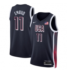 Men's USA Basketball #11 Joel Embiid Navy 2024 Swingman Stitched Jersey