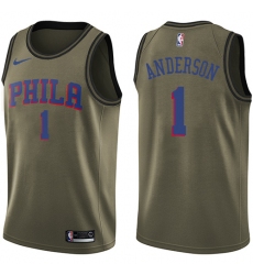 Youth Nike Philadelphia 76ers #1 Justin Anderson Swingman Green Salute to Service NBA Jersey