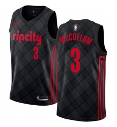 Men's Nike Portland Trail Blazers #3 C.J. McCollum Authentic Black NBA Jersey - City Edition