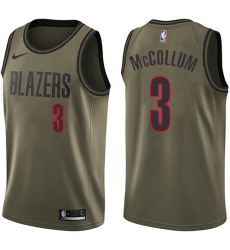 Men's Nike Portland Trail Blazers #3 C.J. McCollum Swingman Green Salute to Service NBA Jersey