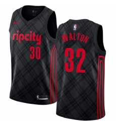 Men's Nike Portland Trail Blazers #32 Bill Walton Authentic Black NBA Jersey - City Edition