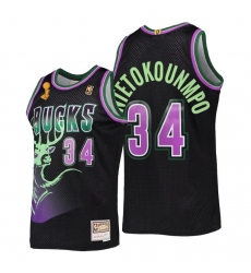 Men's Milwaukee Bucks #34 Giannis Antetokounmpo Black Edition Stitched Basketball Jersey