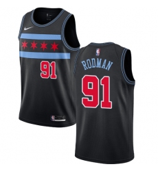Women's Nike Chicago Bulls #91 Dennis Rodman Swingman Black NBA Jersey - City Edition