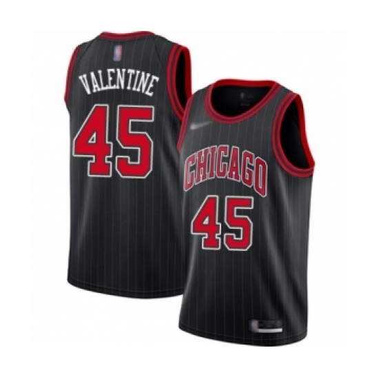 Men's Chicago Bulls #45 Denzel Valentine Authentic Black Finished Basketball Jersey - Statement Edition