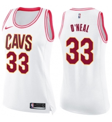 Women's Nike Cleveland Cavaliers #33 Shaquille O'Neal Swingman White/Pink Fashion NBA Jersey